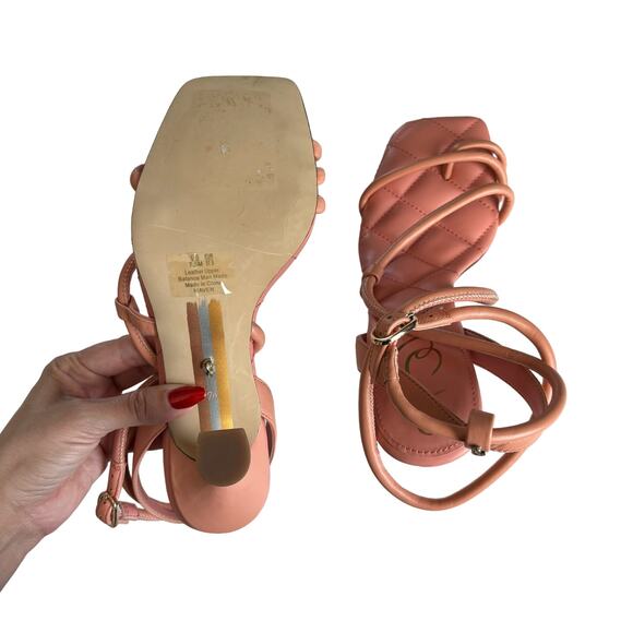 Sam Edelman Women's Peach Leather Strappy
Ankle Strap Formal Heel Sandals 7.5 - Picture 5 of 7